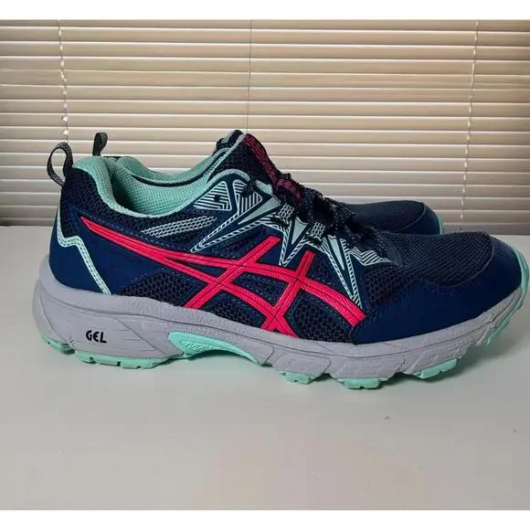 ASIC Women's GEL-VENTURE Mako Blue/Pink Glo Size 10 - Picture 2 of 9